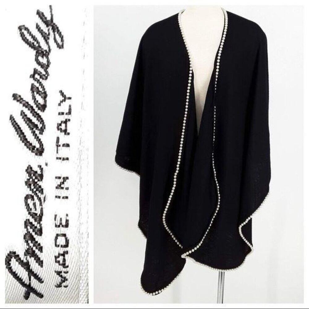 Vintage Amen Wardy Italian Wool Cape Pearl Trimmed